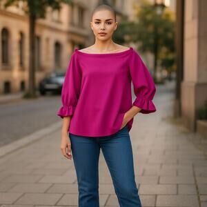 Trina Turk L Equinox Off Shoulder Blouse Shirt‎ Trina Turk Pink